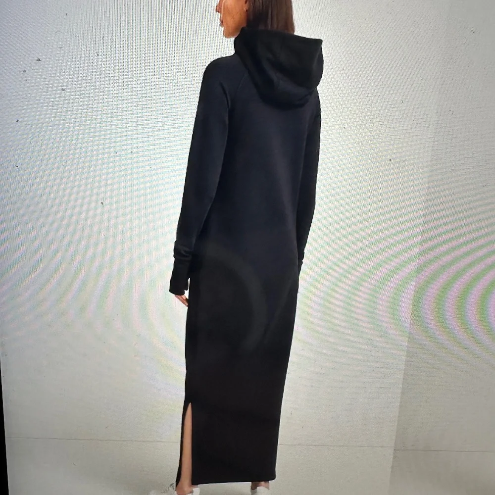 Marcella NYC  - Tompkins Hooded Sweatshirt Dress - Size Extra Small - Black - Picture 2 of 4